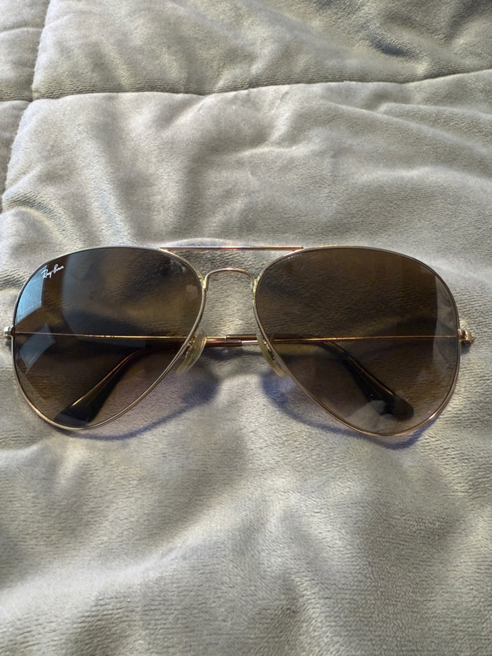 Ray-Ban Gold Frame Aviator Sunglasses with Brown Lenses